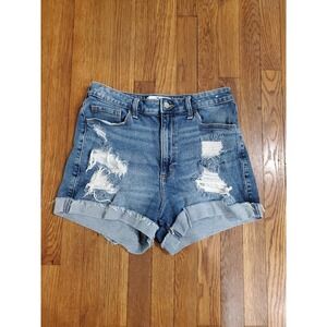 Hollister Womens 11 / 30 Curvy Ultra High Rise Mom  Distress fray cuffed Short